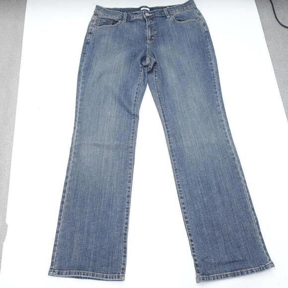 Liz & Co Jeans Womens 14 Blue Denim Cotton Stretch 5-Pockets Design Straight Leg - Picture 1 of 8